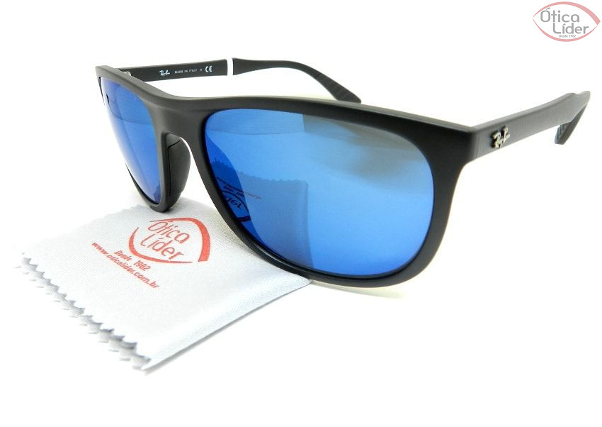 Ray-Ban RB4291 601-s/55 58 Acetato Preto Azul Espelhado