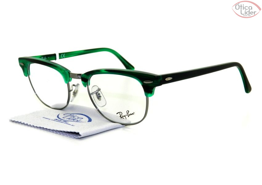 Ray-Ban RX5154 5256 49 Clubmaster Acetato Verde / Metal Prata