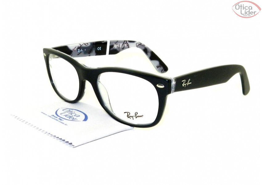 Ray Ban RX5184 5405 52 Wayfarer Acetato Preto Fosco