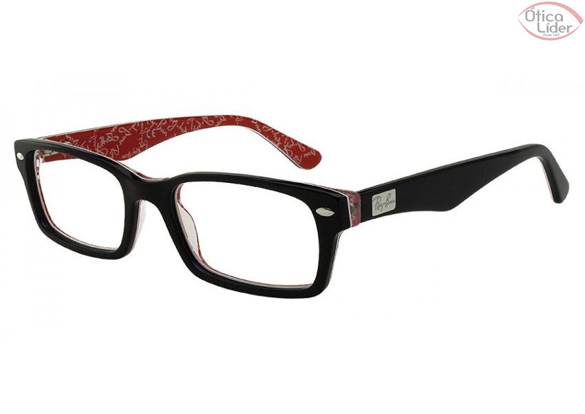 Ray-Ban RX5206 2479 54 Acetato Preto / Vermelho