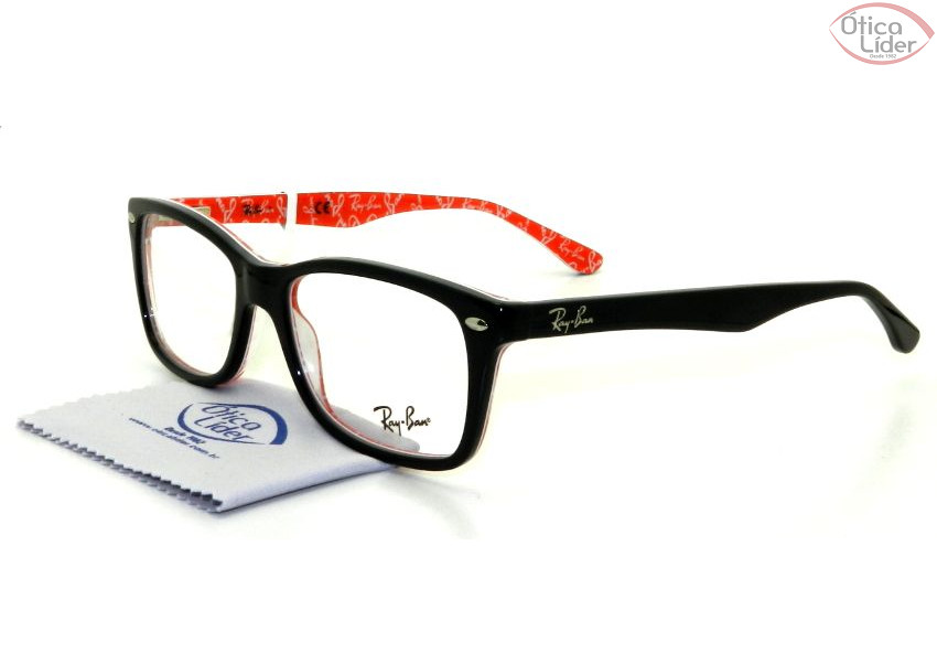 Ray-Ban RX5228 2479 53 Acetato Preto / Vermelho