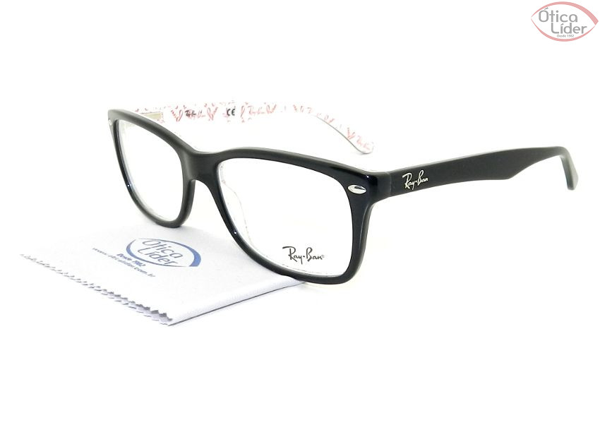 Ray-Ban RX5228 5014 53 Acetato Preto / Branco
