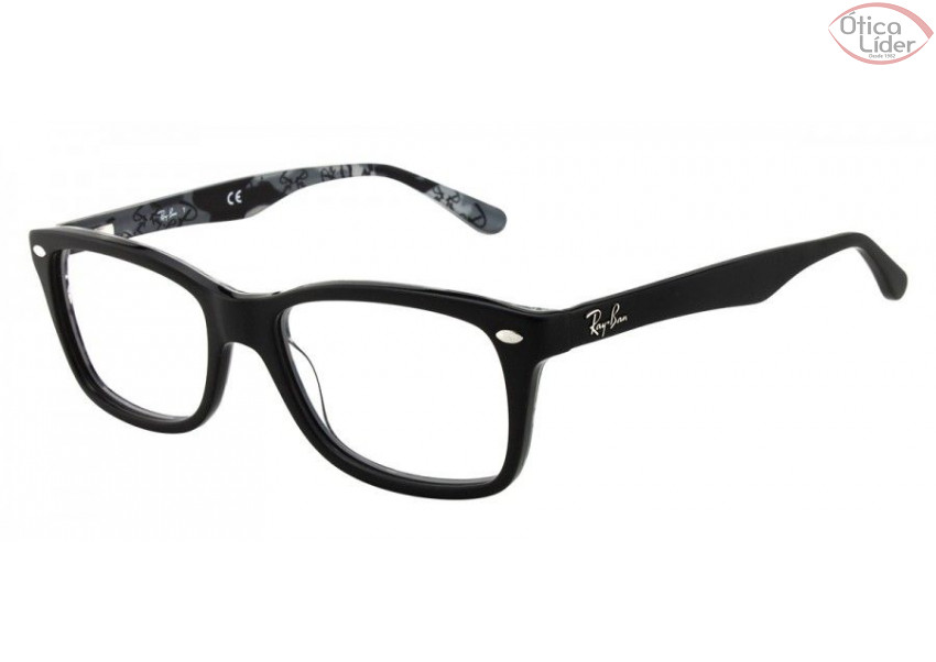 Ray-Ban RX5228 5405 53 Acetato Preto / Cinza