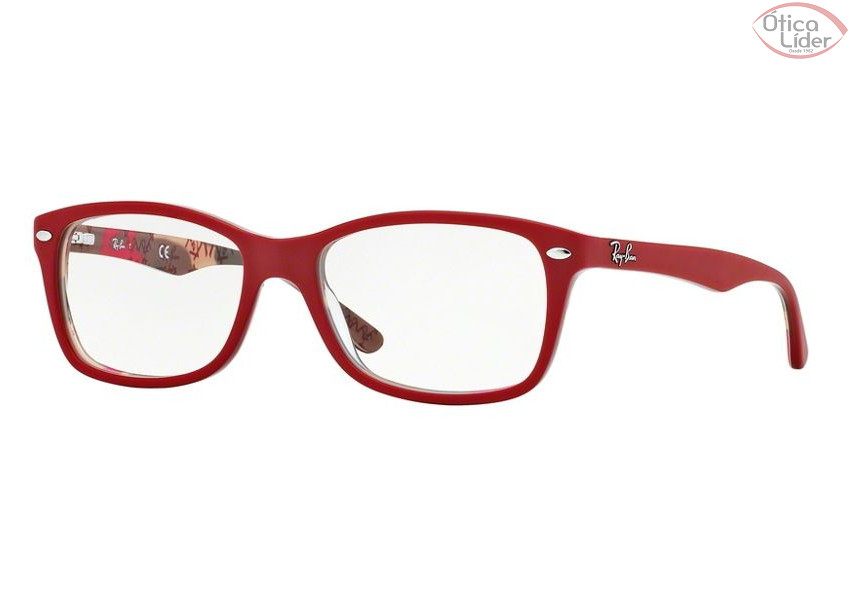 Ray-Ban RX5228 5406 53 Acetato Vermelho / Marrom Decorado