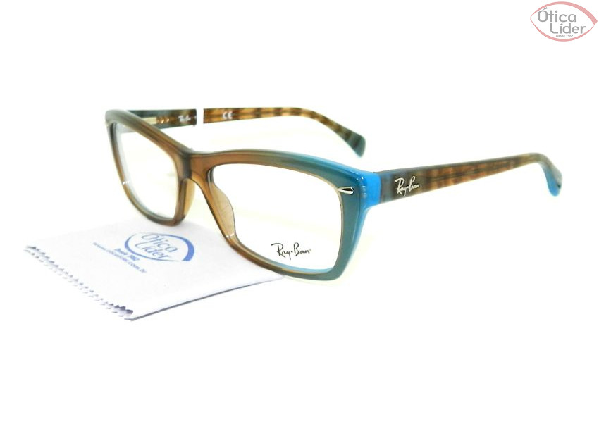 Ray-Ban RX5255 5490 53 Acetato Azul / Marrom Transparente