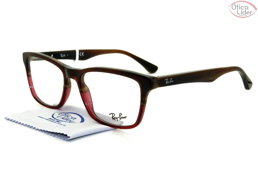 Ray-Ban RX5279 5541 55 Acetato Marrom / Vinho