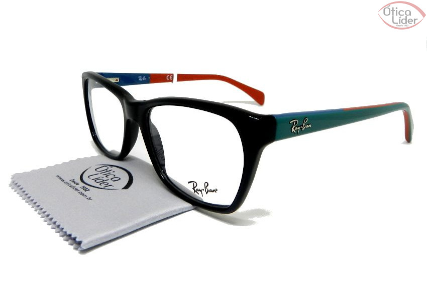 Ray-Ban RX5298 5548 55 Acetato Preto / Verde / Vermelho