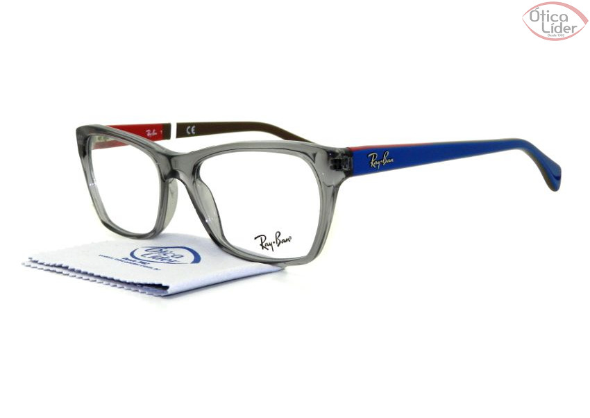 Ray-Ban RX5298 5550 55 Acetato Cinza Transparente / Azul