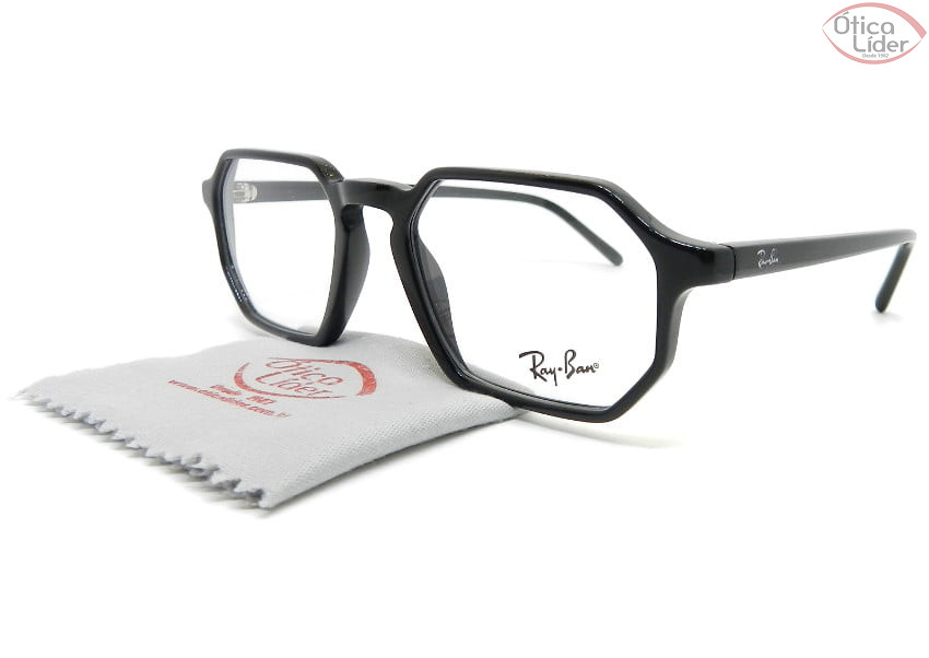 Ray-Ban RX5370 2000 51 Hexagonal Acetato Preto