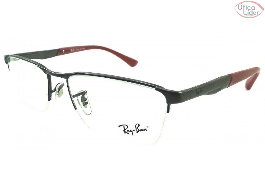 Ray-Ban RX6316l 2553 53 Metal Grafite / Vermelho