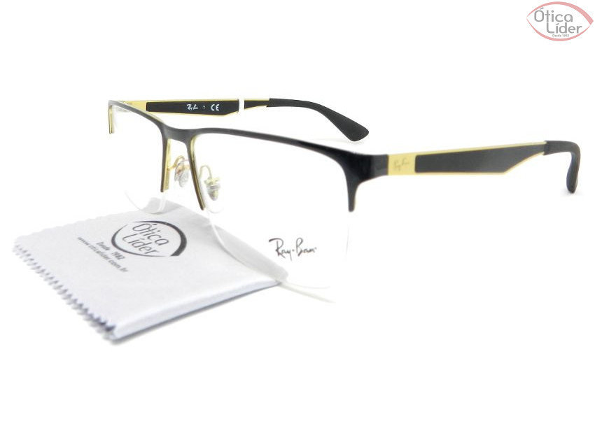 Ray-Ban RX6335 2890 56 fny Metal Preto / Dourado
