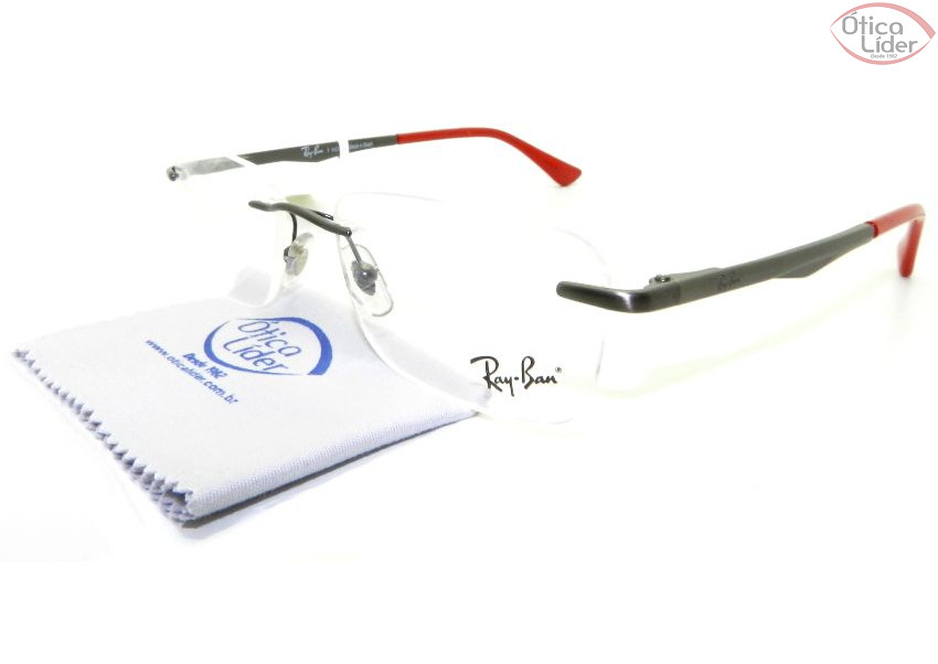 Ray-Ban RX 6339l 2553 53 Metal Prata / Vermelho