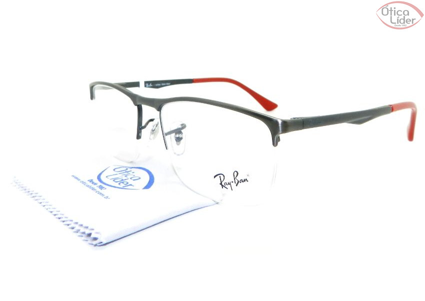 Ray-Ban RX6340l 2553 53 fny Metal Grafite / Vermelho