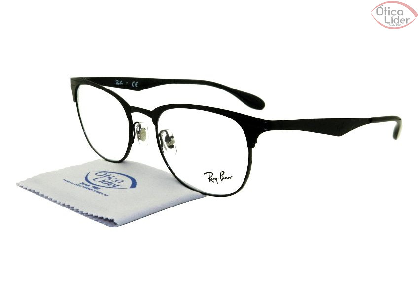 Ray-Ban RX6346 2904 52 Clubmaster Metal Preto