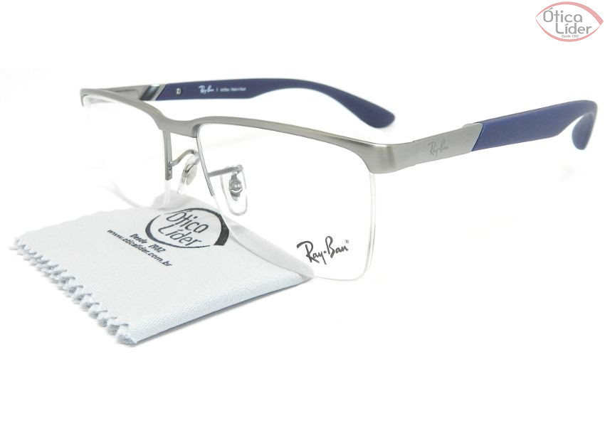 Ray-Ban RX6374l 2595 54 fny Metal Prata / Acetato Azul