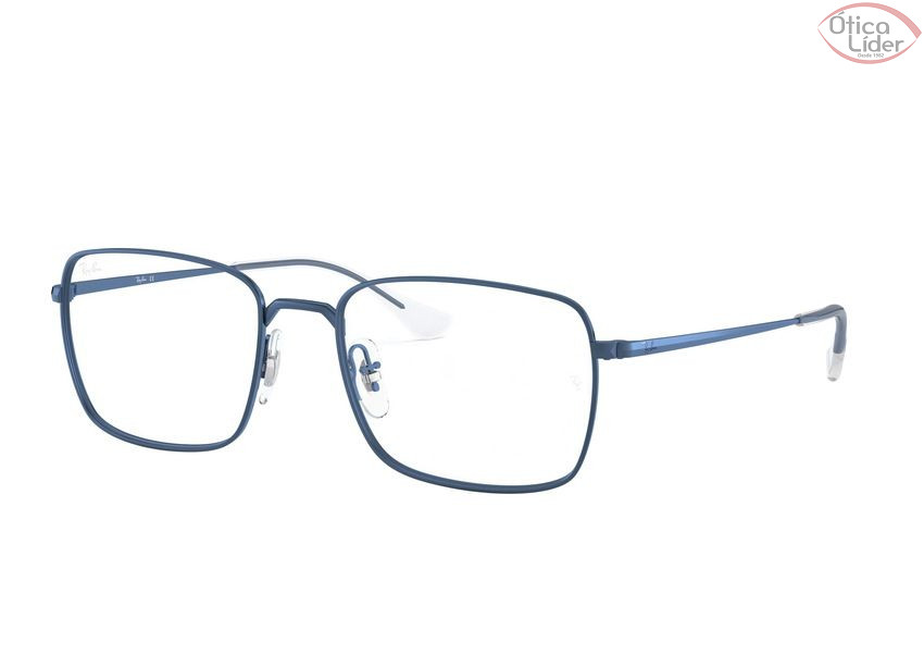 Ray-Ban RX6437 3037 53 Quadrado Metal Azul