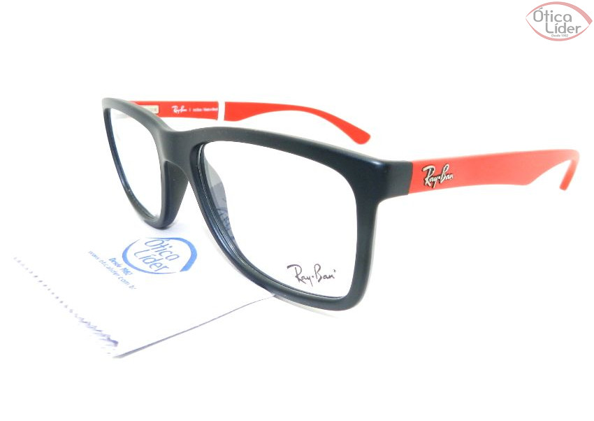 Ray-Ban RX7027l 5416 54 Acetato Preto / Vermelho