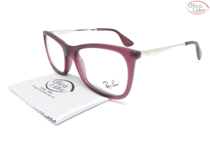 Ray-Ban RX7041l 5477 52 Acetato Vinho / Metal Prata