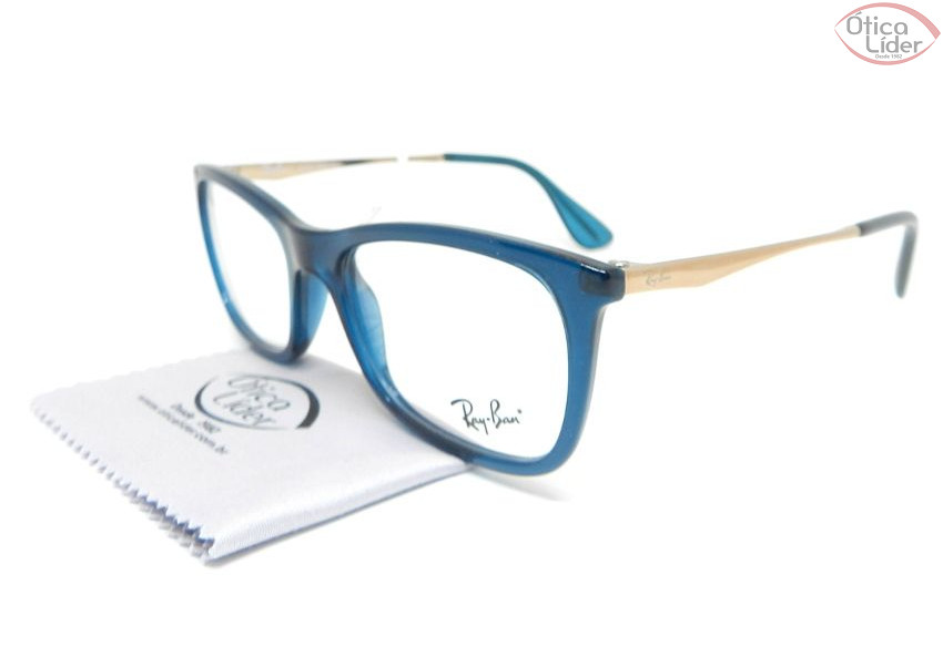 Ray-Ban RX7041l 5705 52 Acetato Azul / Metal Dourado