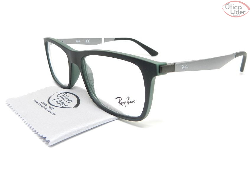 Ray-Ban RX7062 5197 55 Acetato Preto / Verde