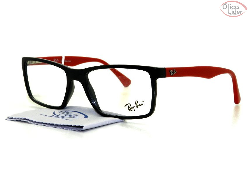 Ray-Ban RX7096l 5658 54 Acetato Preto / Vermelho