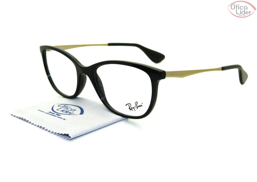 Ray-Ban RX7106l 5697 53 Acetato Preto / Dourado