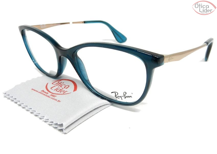 Ray-Ban RX7106l 5705 53 Acetato Azul / Metal Bronze