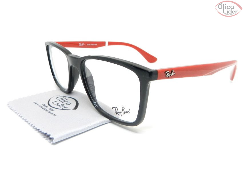 Ray-Ban RX7107l 5658 54 Acetato Preto / Vermelho