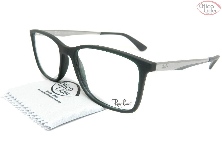 Ray-Ban RX7133l 5483 55 Acetato Verde Escuro / Metal Prata