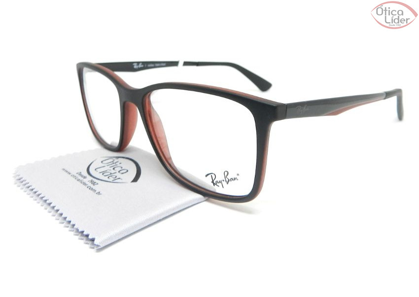 Ray-Ban RX7133l 8002 55 Acetato / Metal Preto / Bordô
