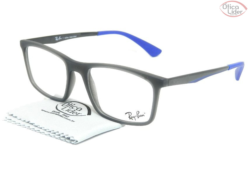 Ray-Ban RX7134l 8034 53 Acetato / Metal Cinza / Acetato Azul