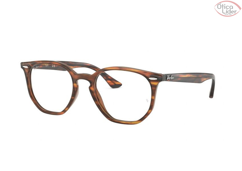 Ray-Ban RX7151 5797 52 Hexagonal Acetato Marrom Mesclado
