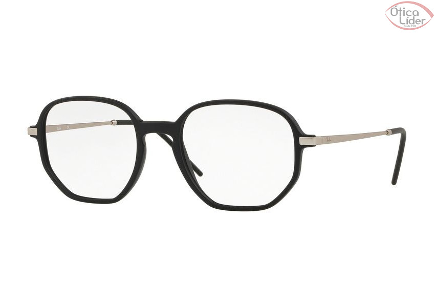 Ray-Ban RX7152 5364 52 Hexagonal Acetato Preto / Prata