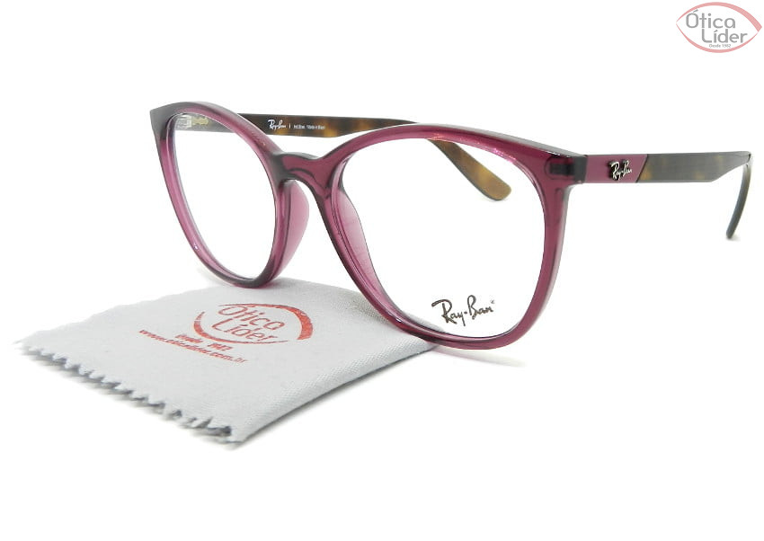 Ray-Ban RX7161l 5891 52 Acetato Roxo / Havana Transparente