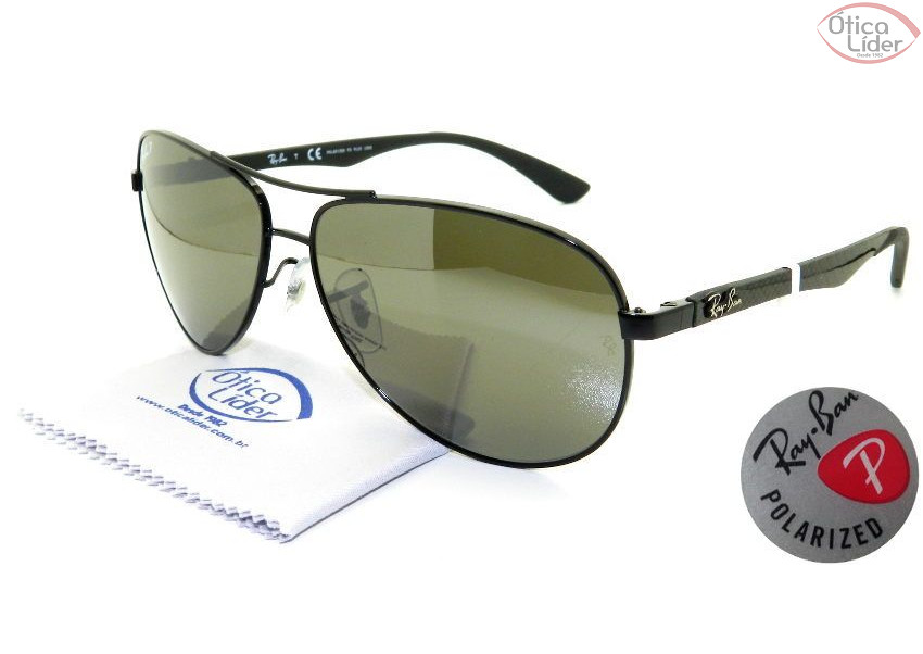 Ray-Ban RB8313 002/k7 61 Aviador Metal Preto Polarizado