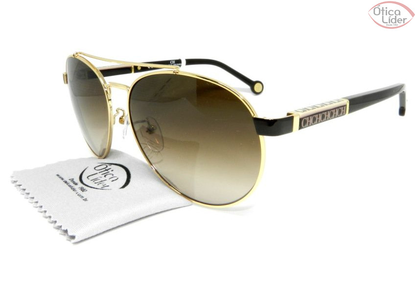 Carolina Herrera SHE 088 0316 57 Metal Dourado / Acetato Marrom