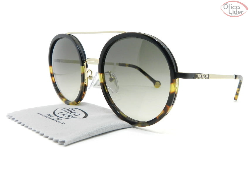 Carolina Herrera SHE121 col.0302 52 Acetato Preto / Metal Dourado