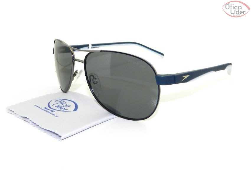 Speedo SP 3051 02b 61 Metal Prata / Acetato Azul / Branco Polarizado