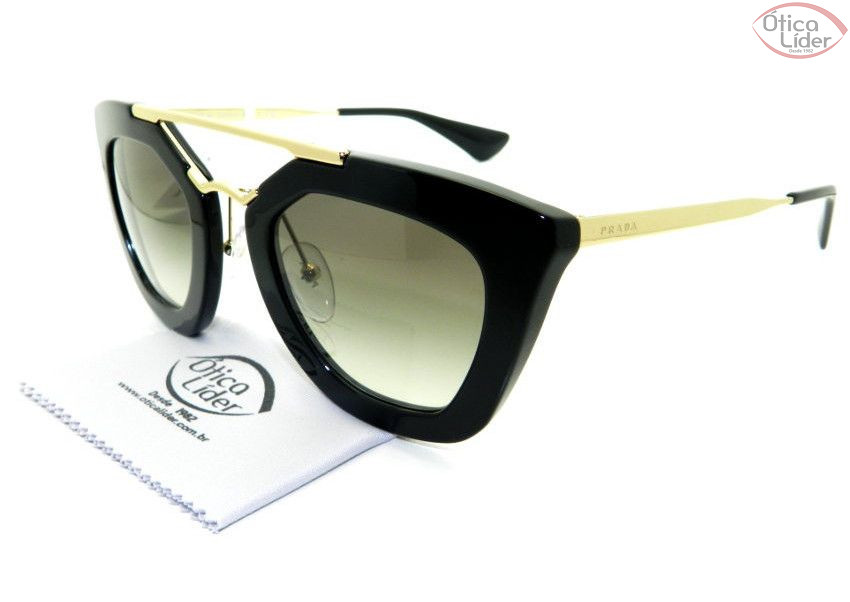 Prada SPR 09q 1ab 0a7 49 Acetato Preto / Dourado