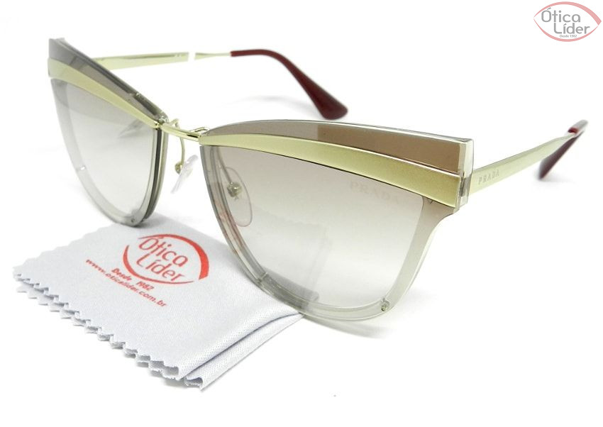 Prada SPR12us kng 4o0 65 Acetato Marrom Transparente / Dourado