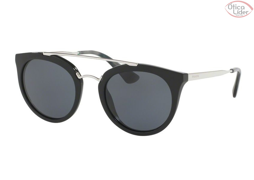 Prada Cinema SPR23s 1ab 1a1 52 Acetato Preto / Metal Prata