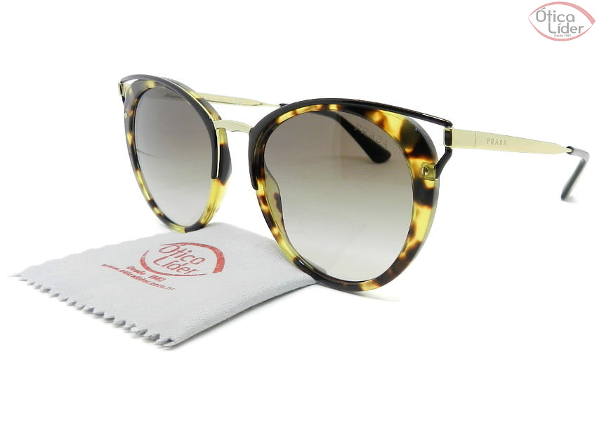 Prada SPR66t 7s0 0a7 54 Acetato Havana / Metal Dourado