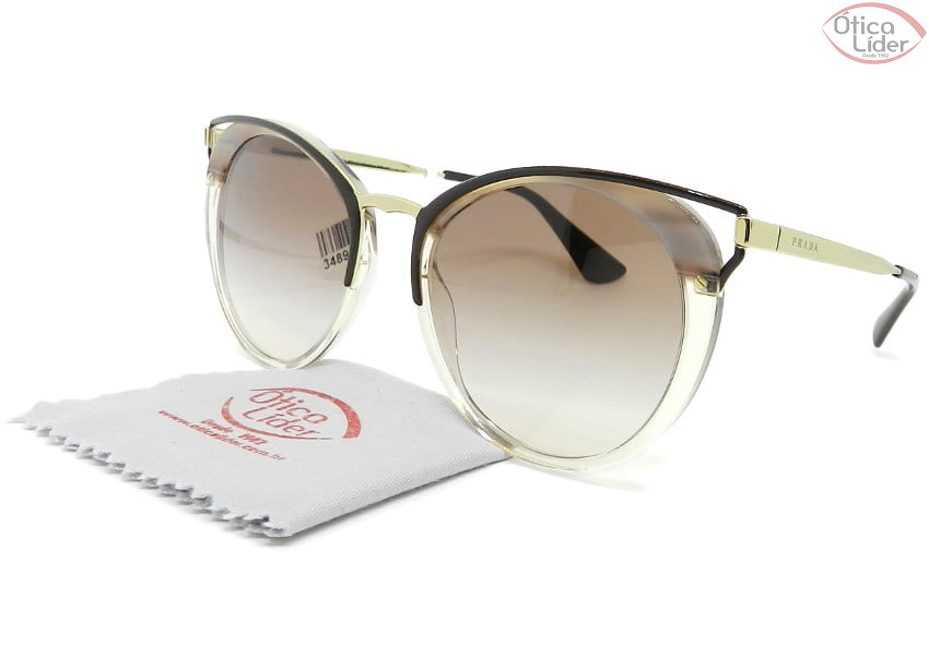 Prada SPR66t lmn 0a6 54 Acetato Mesclado Cristal Metal Dourado
