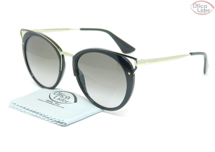 Prada SPR66t 1ab 0a7 54 Acetato Preto / Metal Dourado