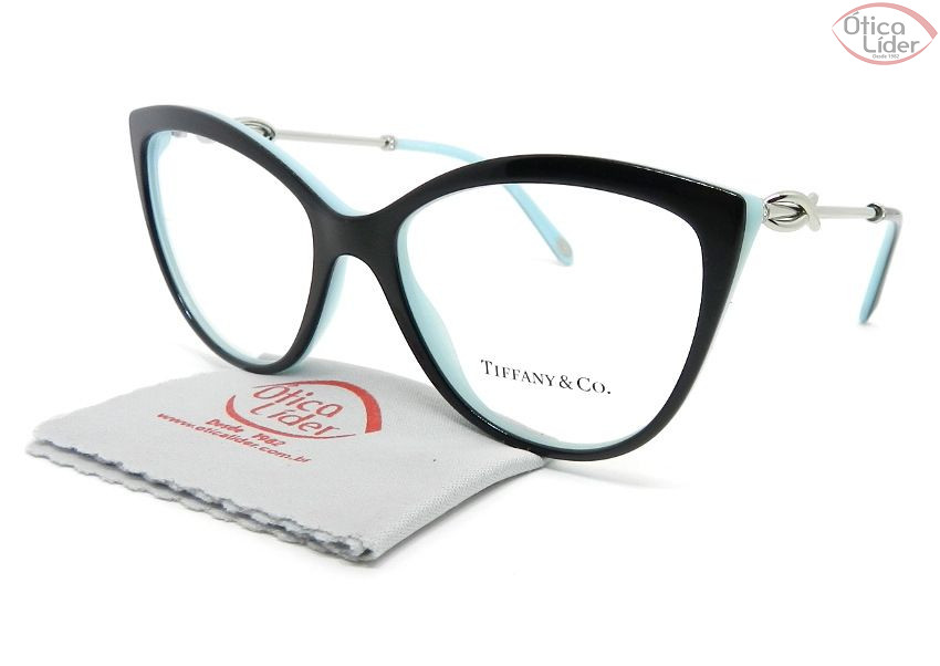 Tiffany & Co. TF2161-B 8055 54 Gatinho Preto e Azul / Metal Prata