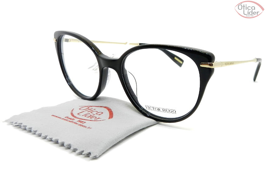 Victor Hugo VH1799 col.0700 52 Acetato Preto / Metal Dourado