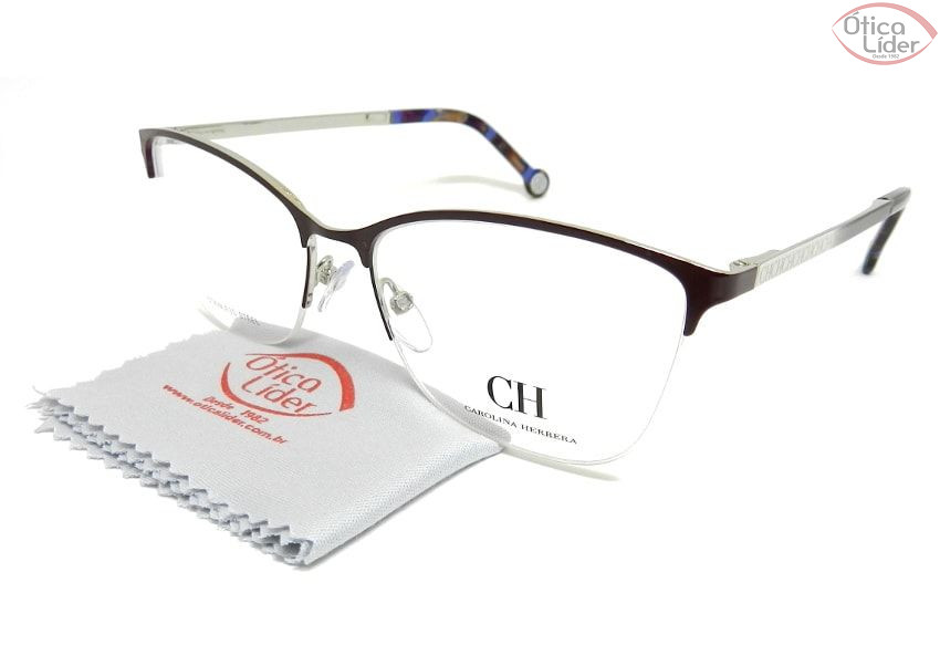 Carolina Herrera VHE108 0sda 54 Fny Metal Bordô / Prata