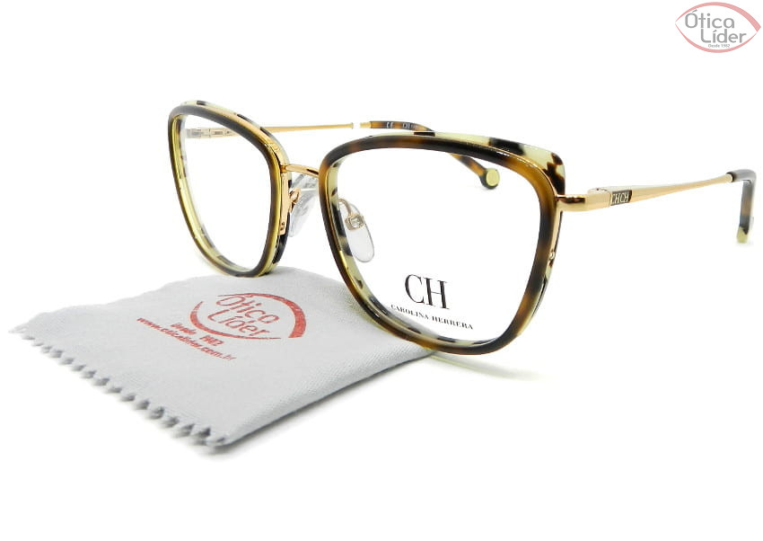 Carolina Herrera VHE134 col.08fc 53 Acetato Mesclado / Metal Dourado