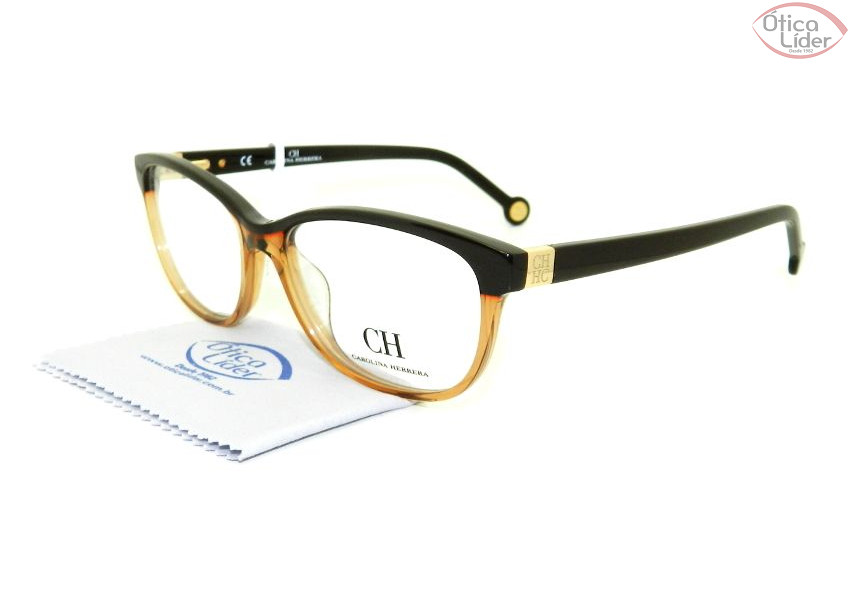 Carolina Herrera VHE 626 0d90 53 Acetato Preto / Marrom Transparente