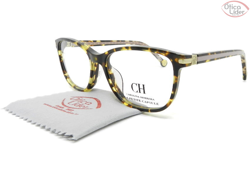 Carolina Herrera VHE774l col.0741 50 Acetato Mesclado Marrom / Amarelo